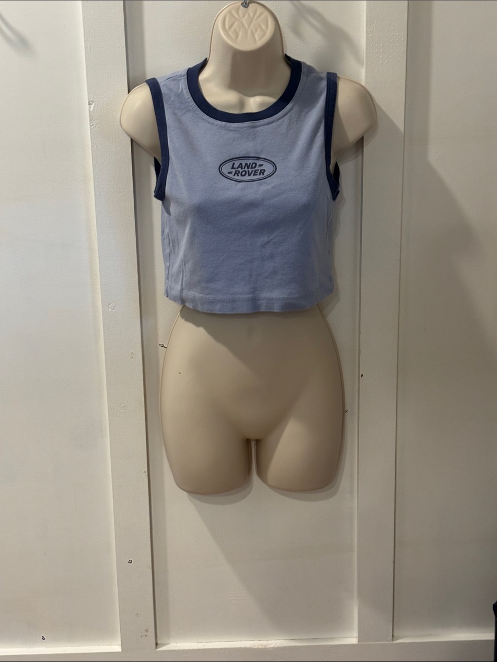 Pacsun LandRover Medium 100% Cotton Blue Tank Top Crop